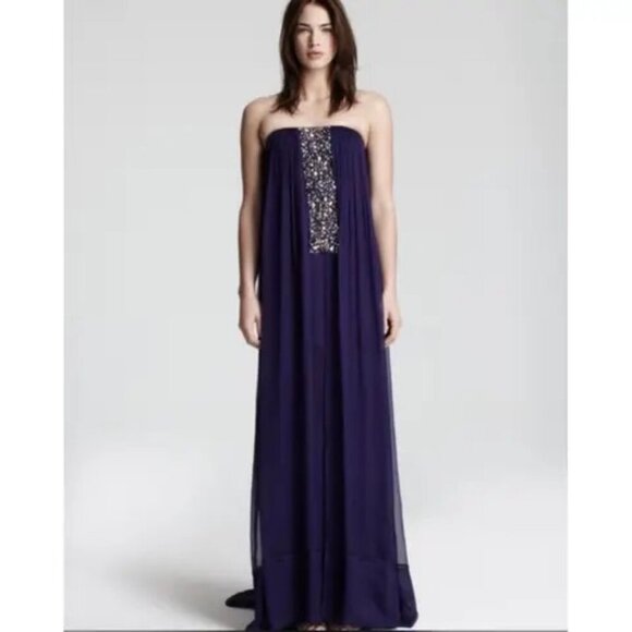 NWT BCBG MaxAzria Exene Silk Blend Strapless Dress 0 - Picture 2 of 16